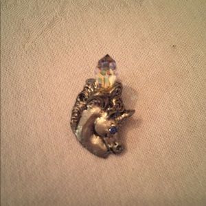 Pewter unicorn necklace pendant with crystal
